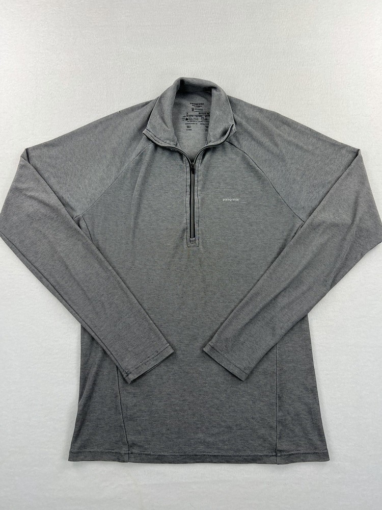 Patagonia Mens Capilene 2 Lightweight Gray Long Sleeve 1/4 Zip Pullover Size S