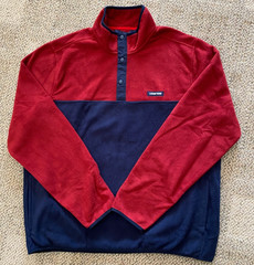 Lands’ End Fleece Pullover Top Shirt Soft Stretch Burgundy Navy Men’s XXL 2XL