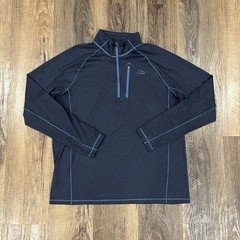 LL L.L. Bean Quick Dry Trail Tee Shirt Mens Large Blue 1/4 Zip Outdoor Camp Mock