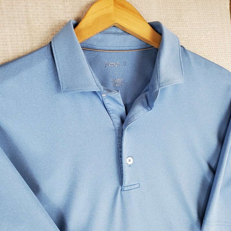 JOHNNIE-O Size Large Performance Heathered Blue Mens Polo Shirt Golf Stretchy gallery
