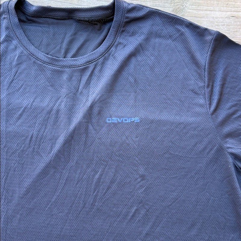 Devops Black Mesh Crewneck Men's 3XL Short Sleeve Dry Fit T-Shirt Athletic Shirt gallery