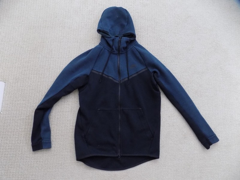 MENS S SMALL NIKE TECH FLEECE WINDRUNNER HOODIE JACKET JUNGLE GREEN BLACK 885904 gallery
