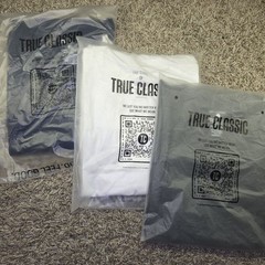 3x True Classic Active Long Sleeve Crew Lot Of 3 White/Charc Hthr Gray/Navy Sz L