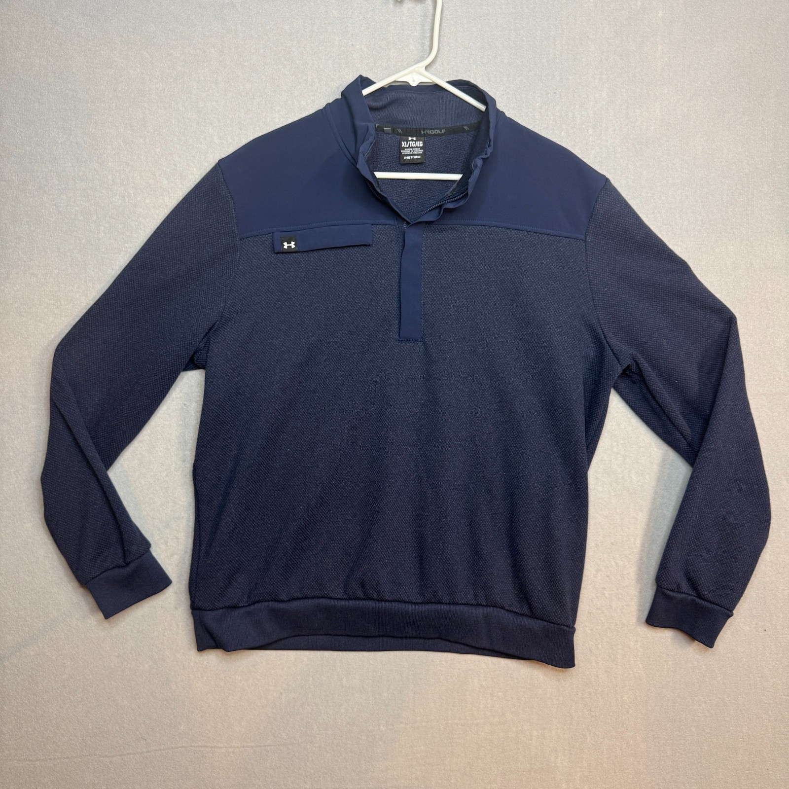 Under Armour Golf 1/4 Zip Mens XL Blue Long Sleeve Pullover Loose UA Storm #1285 gallery