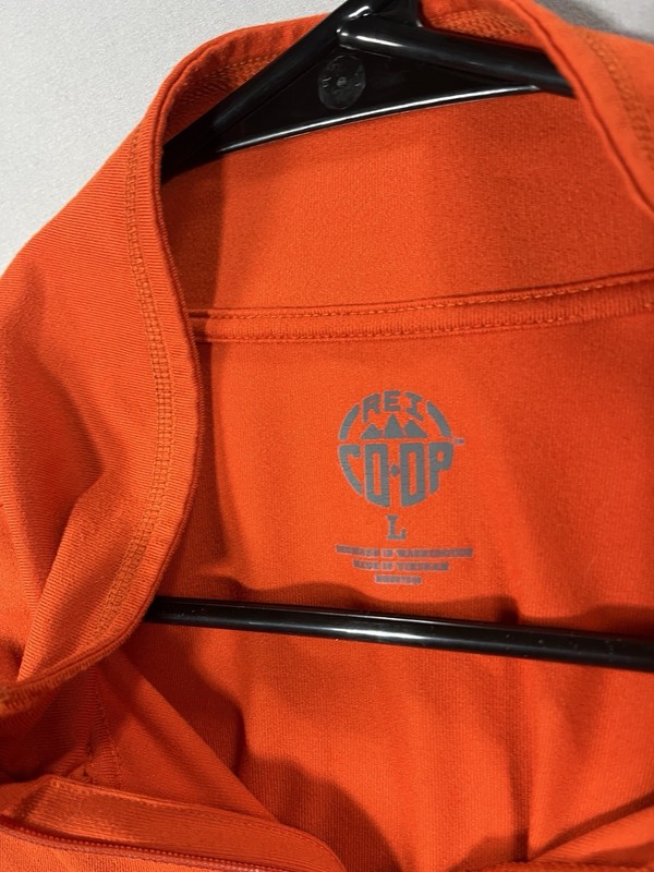 REI Co-op Midweight Base Layer 1/4 Zip Pullover Shirt Men Large Orange Hiking gallery