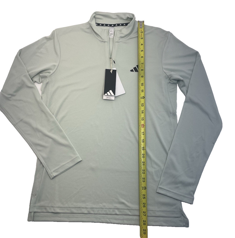 New ADIDAS Men's Small Aero Ready TR-ES 1/4 Zip Shirt Linen Green w/Black Logo gallery