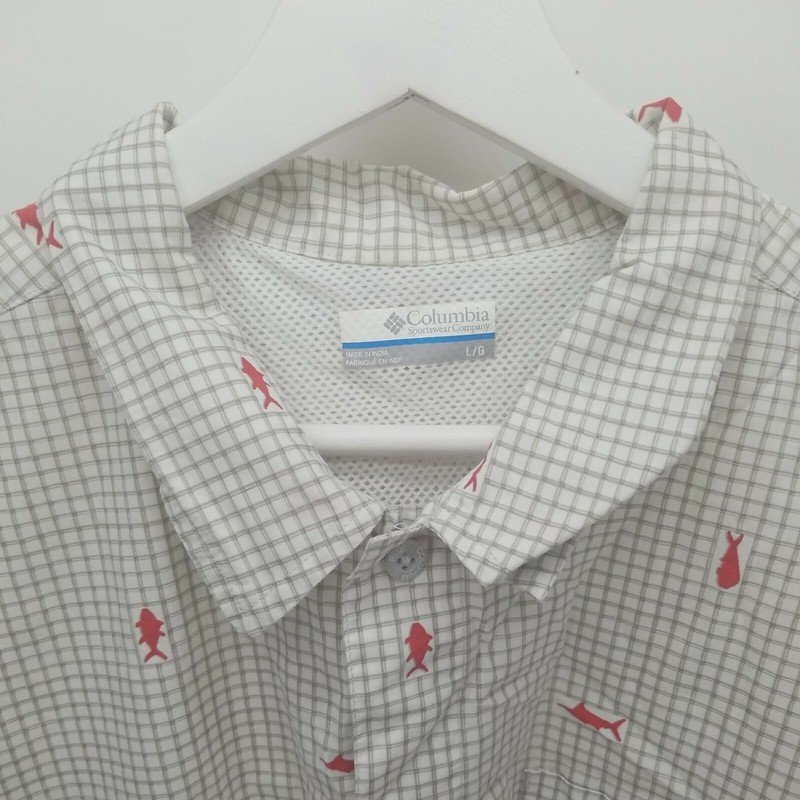 Columbia PFG Fishing Shirt Mens Size L White Gray Red gallery