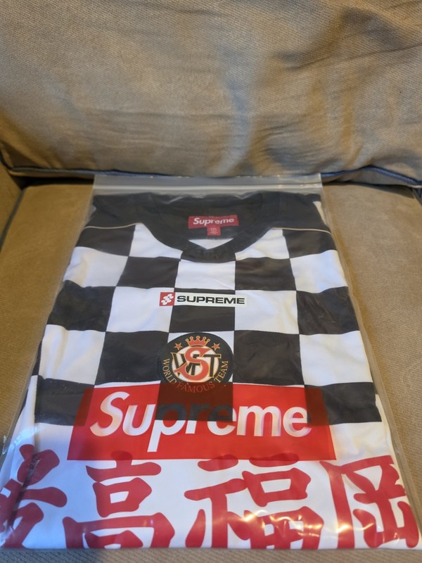 Supreme Checkerboard Soccer Jersey Black SS26 Fukuoka #8 Men's XXL NEW gallery
