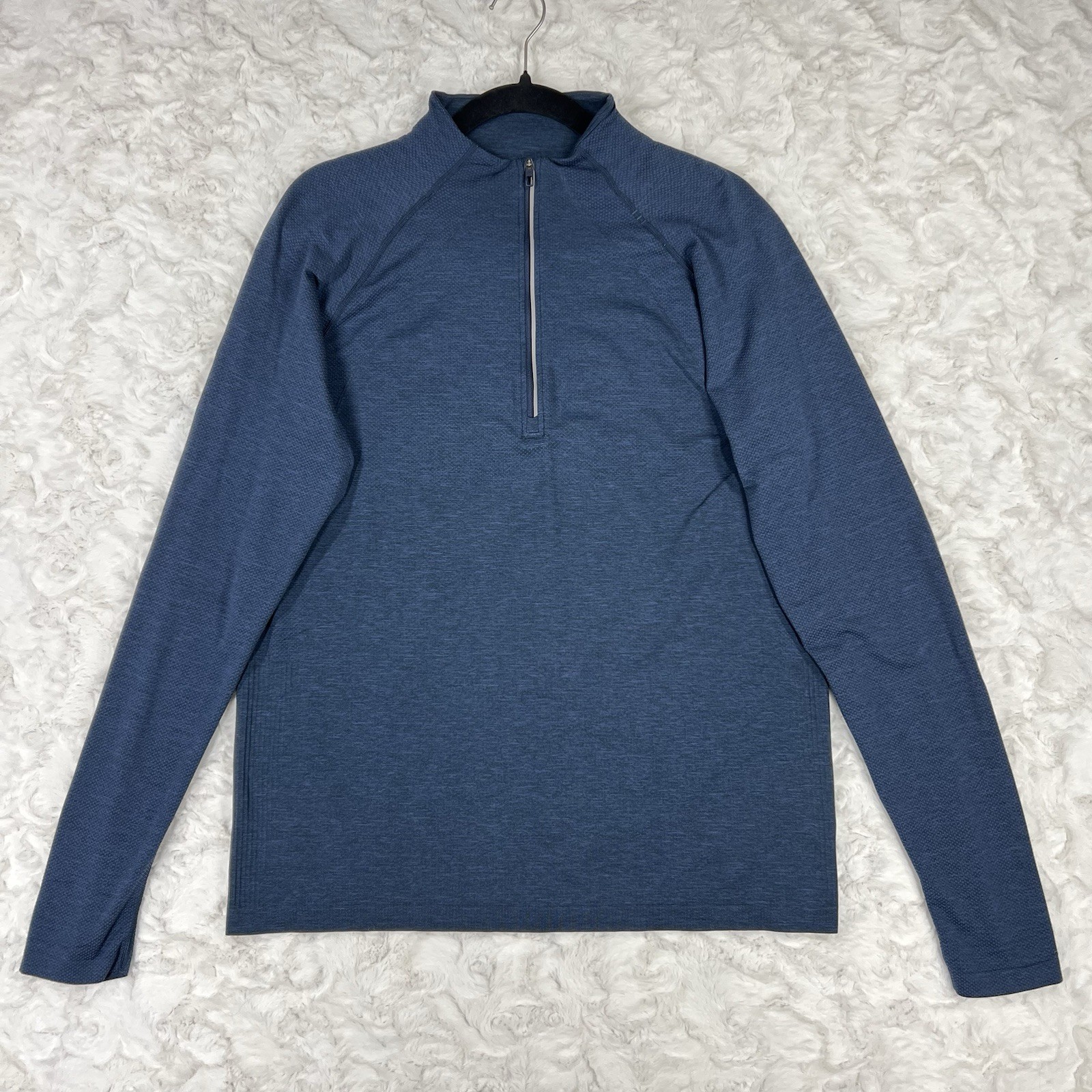 Lululemon Metal Vent Tech 1/2 Zip Long Slv Shirt Mens L Blue Performance Run Gym gallery