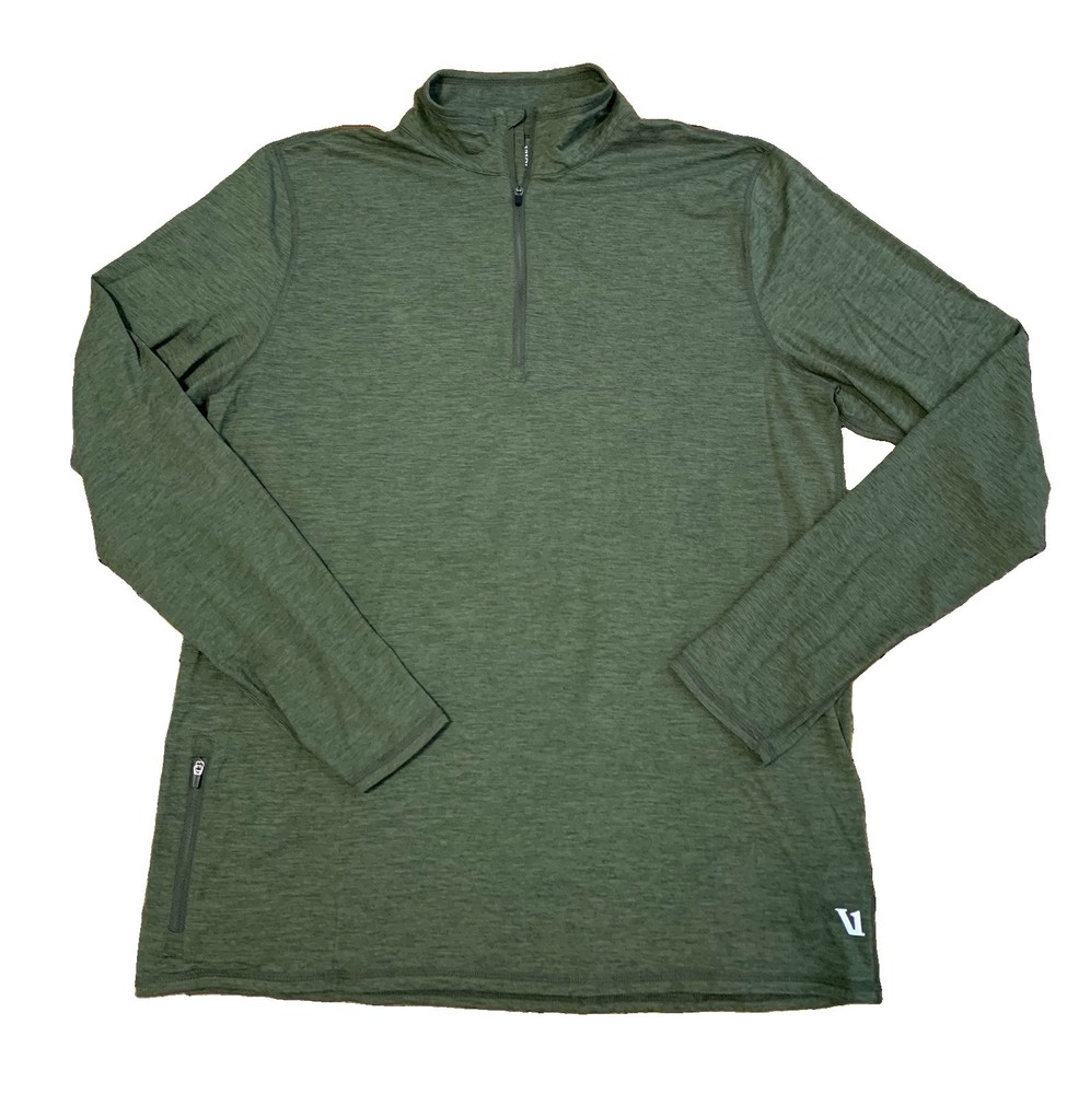 EUC VUORI Mens L Ease Performance 1/2 Zip 2.0 Mock Neck Green Long Sleeve