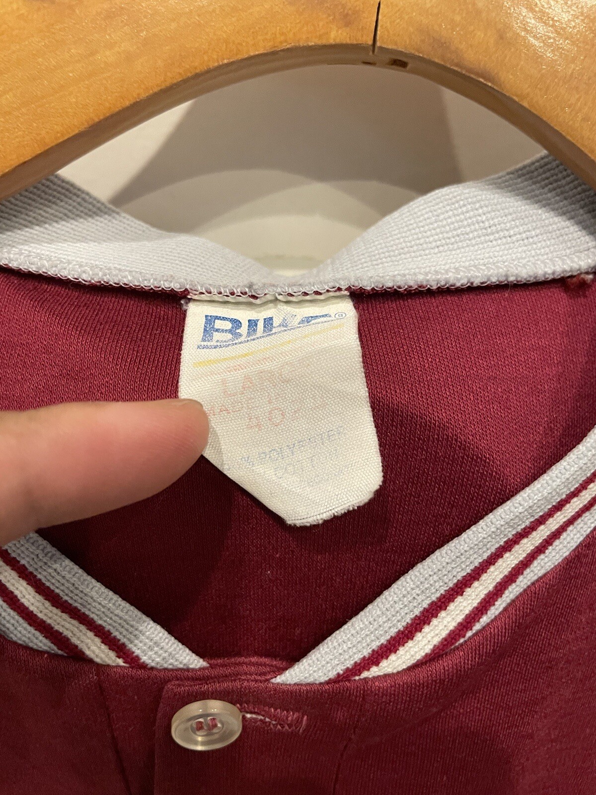 VTG 80s Bike Baseball Jersey Maroon Gray White Made In USA Single Stitch Large gallery