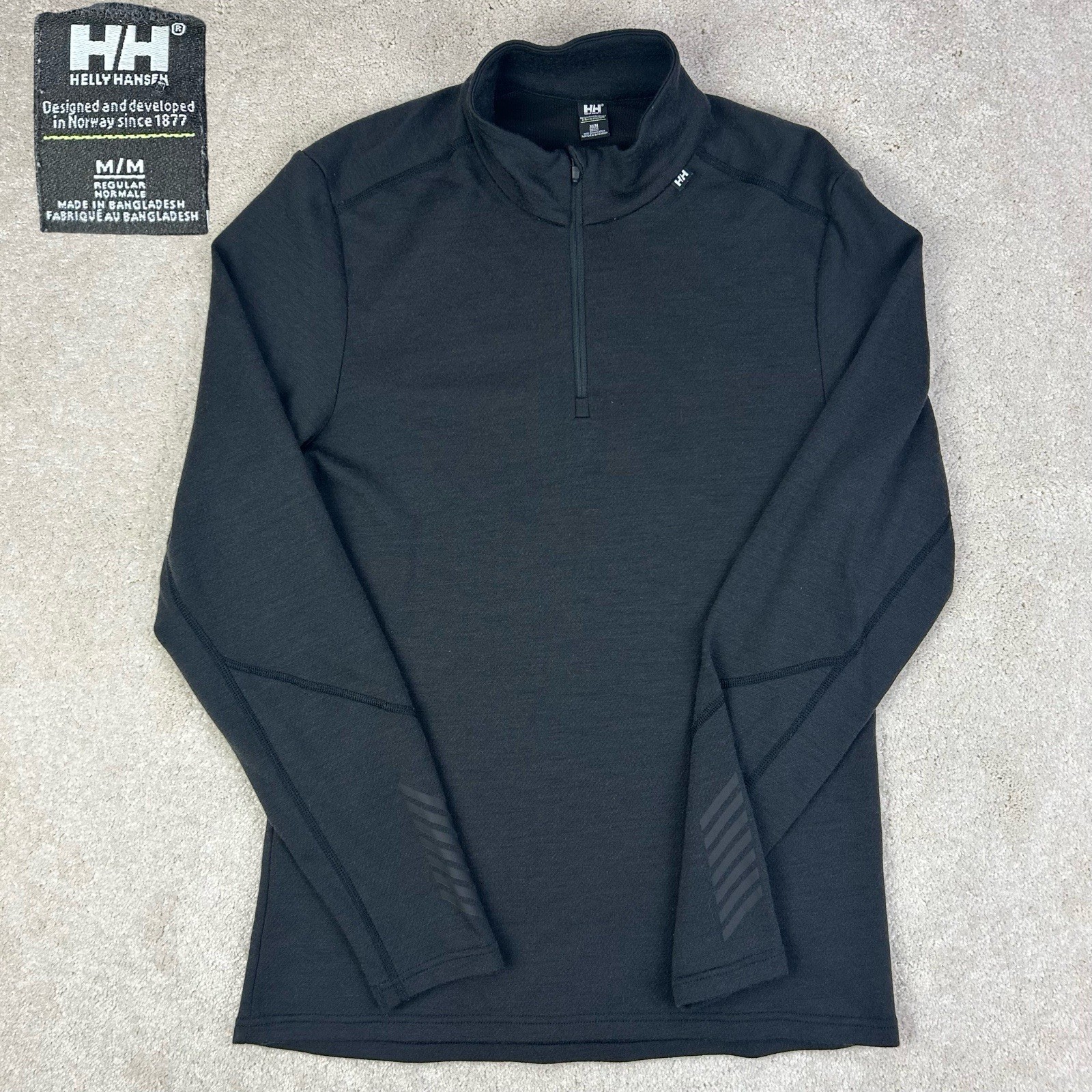 Helly Hansen Men’s Lifa Merino Wool Midweight 1/4 Zip Black Baselayer Pullover M gallery