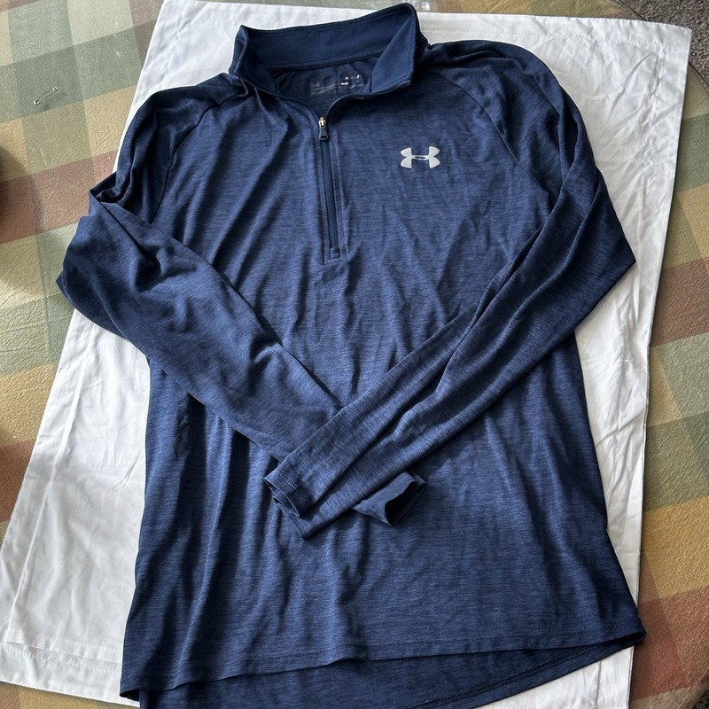 Under Armour HeatGear Men’s L Blue Loose Fit 1/4 Zip Mock Neck Pullover gallery