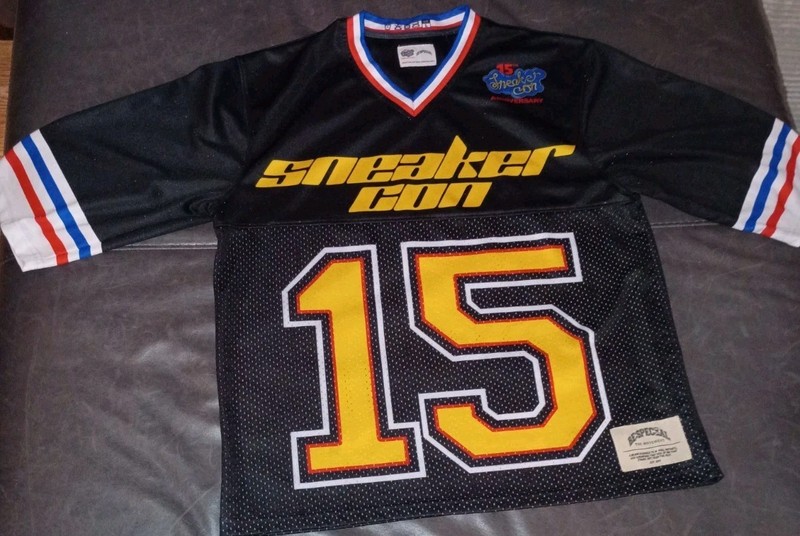 Men's 15th Anniversary SneakerCon Football Jersey- Sz Large-Black- Clean gallery