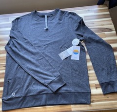 NWT Mens Vuori Ponto Performance Crew Large – Charcoal Heather