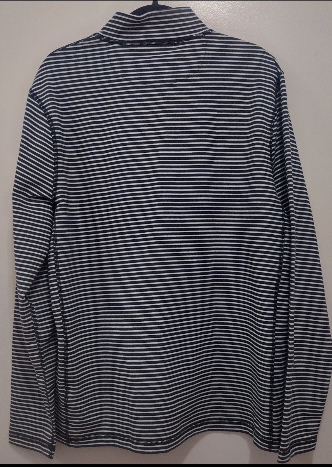 J. Crew Mens LARGE Performance Half-Zip Blue Striped Shirt $98 NEW gallery