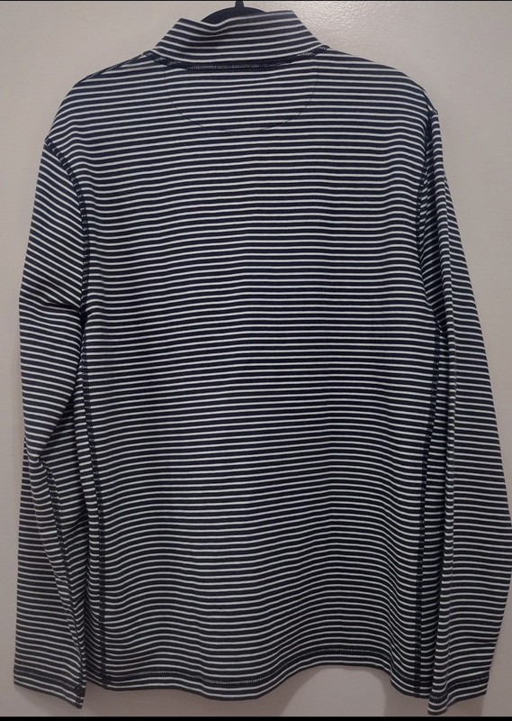 J. Crew Mens LARGE Performance Half-Zip Blue Striped Shirt $98 NEW gallery