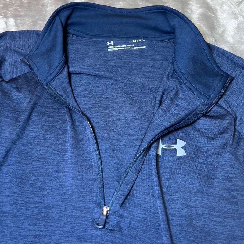 Under Armour Mens Size Large 1/2 Zip Blue Heather HeatGear Pullover Tech 2.0 gallery