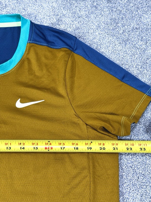 NWT! Nike Court Dri-Fit ADV Tennis Shirt Gold Teal-DD8321-718-Men’s L gallery