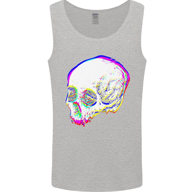 Glitch Skull Gothic Biker Heavy Metal Rock Mens Vest Tank Top gallery
