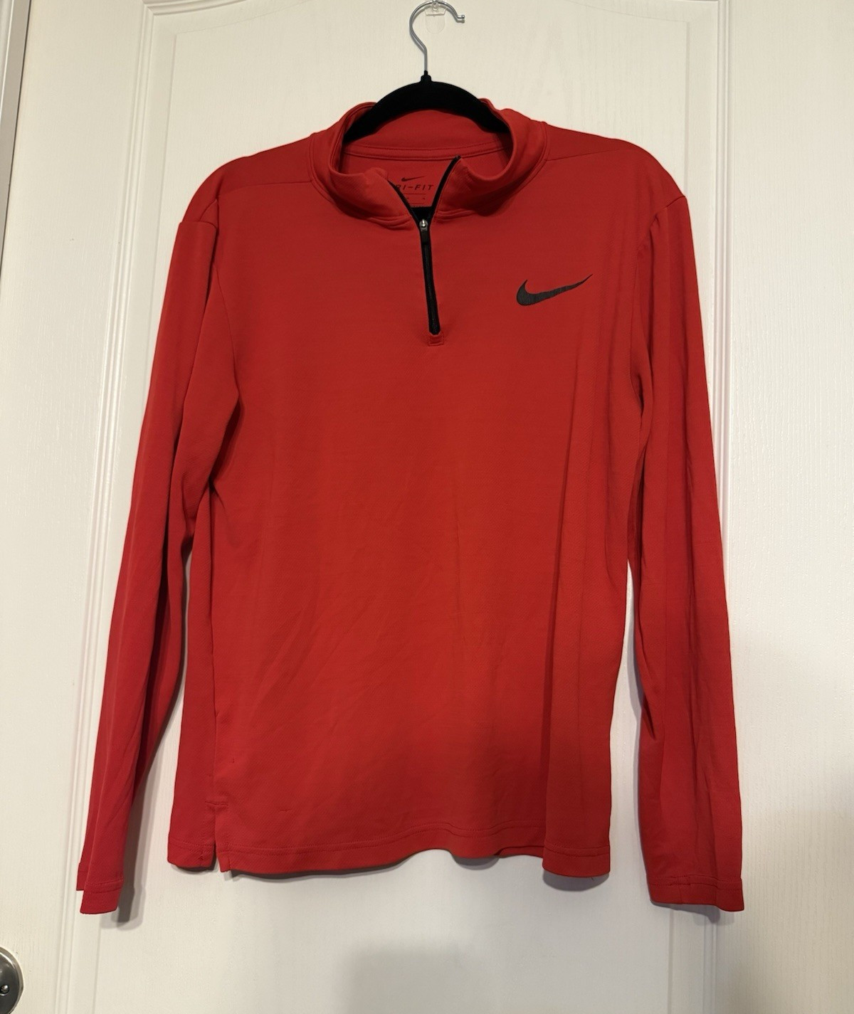 Nike Dri-FIT Men's Red 1/4 Zip Long Sleeve Mock Neck Pullover, Size S gallery