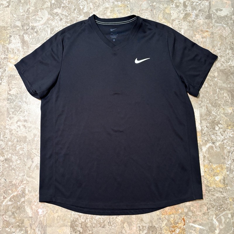 Nike Court Victory Tennis Shirt Mens Large Black Swoosh Federer Nadal CV2982 gallery