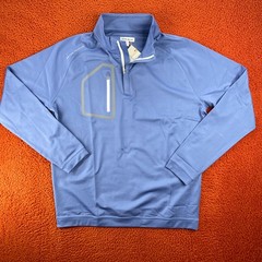 PETER MILLAR Mens MEDIUM Forge Performance Quarter-Zip Pullover Port Blue NEW