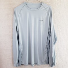 Simms Shirt Mens Large L Long Sleeve SolarFlex UPF50+ Performance Fishing Blue