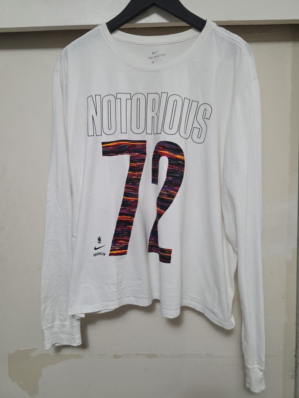 Nike Brooklyn #72 Notorious BIG "Biggie" Athletic Cut L/S Shirt SZ 2XL gallery