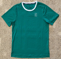 Nike Court Tennis Shirt Top S/S FZ6910-365 Green Men’s Size L Slim Fit