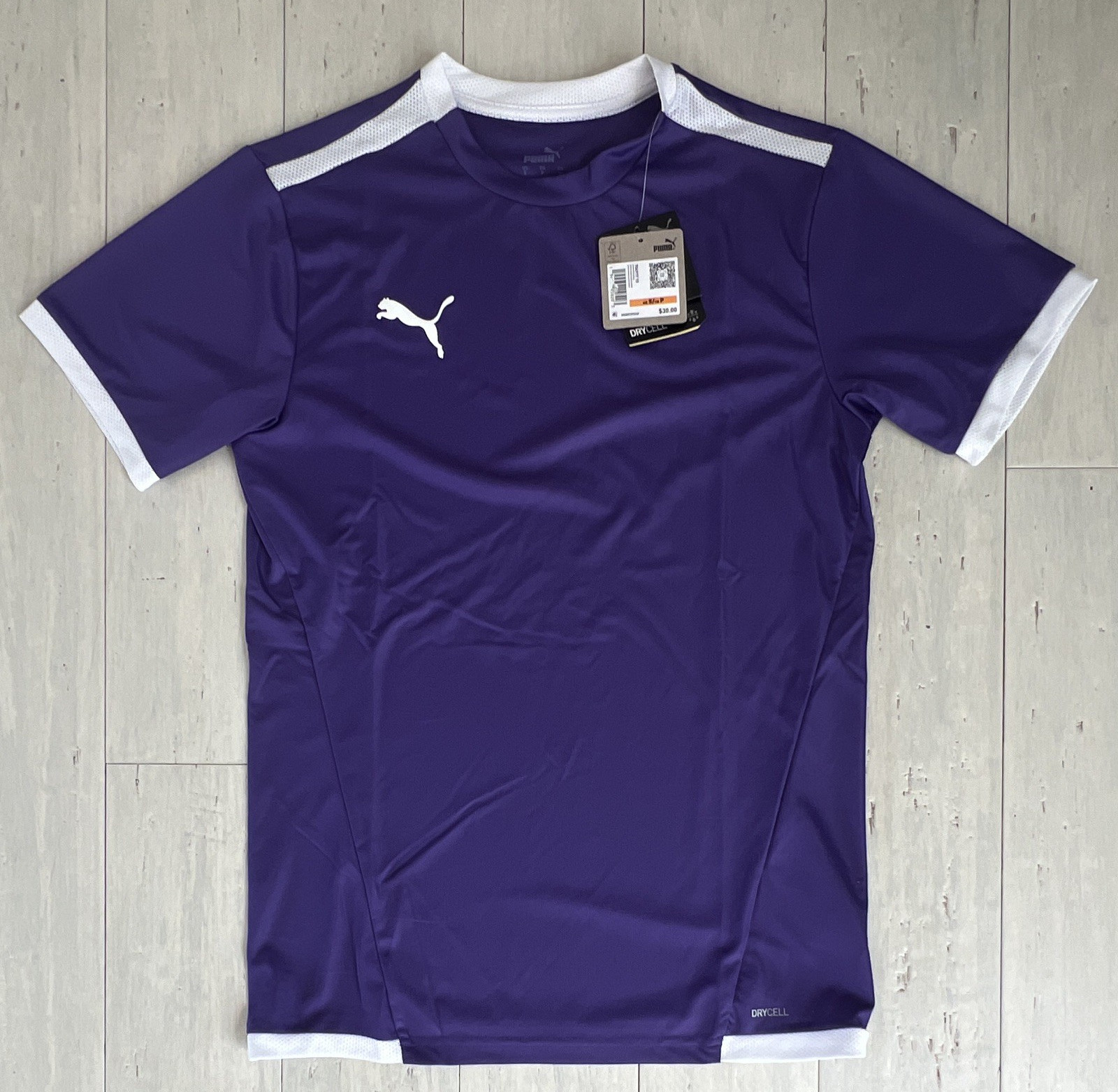 PUMA dryCELL T-Shirt Men’s S Short Sleeve Purple/White Size S 704917-10 gallery
