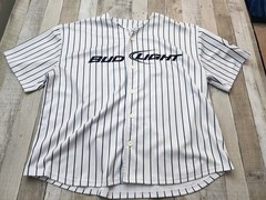 Bud Light Promo Pinstripe Baseball Jersey Men’s XXL *FLAW*