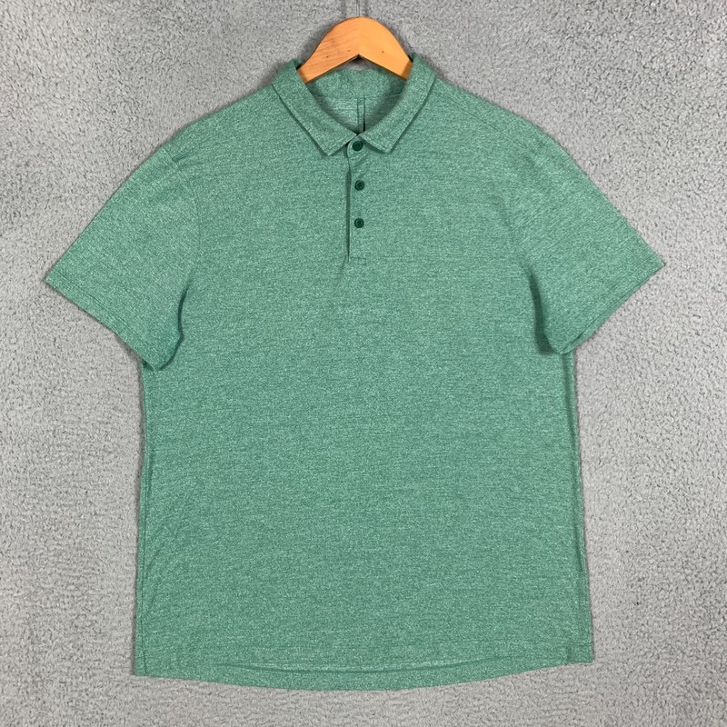 Lululemon Evolution Polo Shirt Men's Large L Green Short Sleeve Stretch Pique gallery