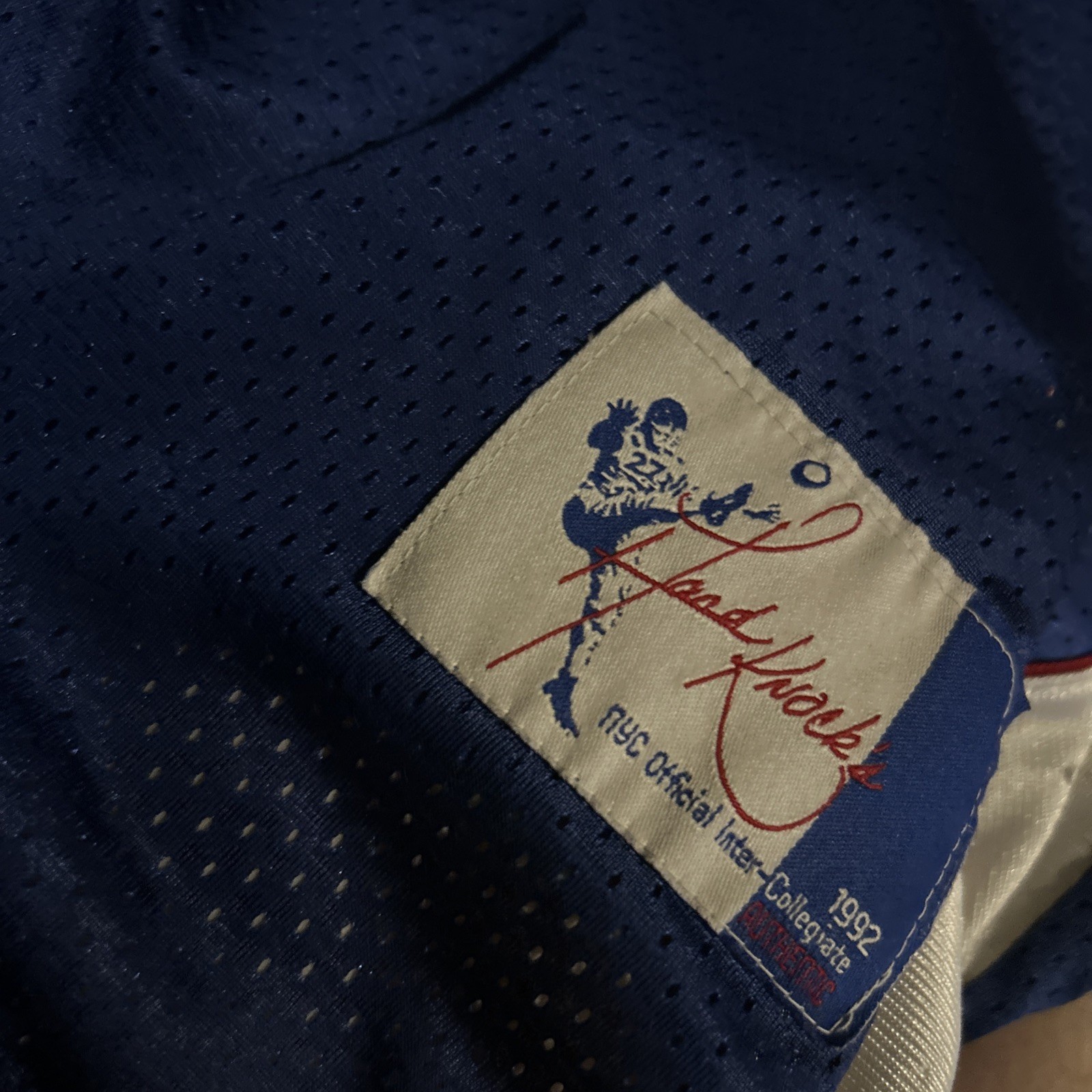 Vintage HARD KNOCKS Jersey Mens 3XL Blue Red #40 Football Satin Mesh Retro 1992 gallery