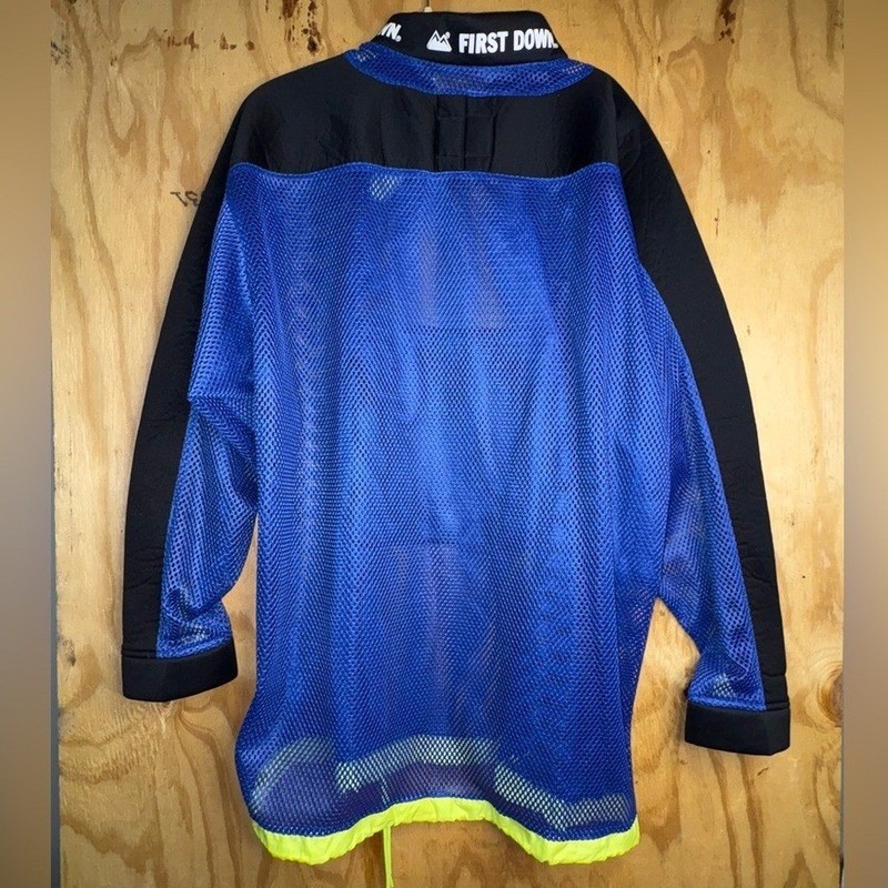 First Down Mesh Pullover Windbreaker Jacket Blue Neon Trim Y2K Streetwear gallery