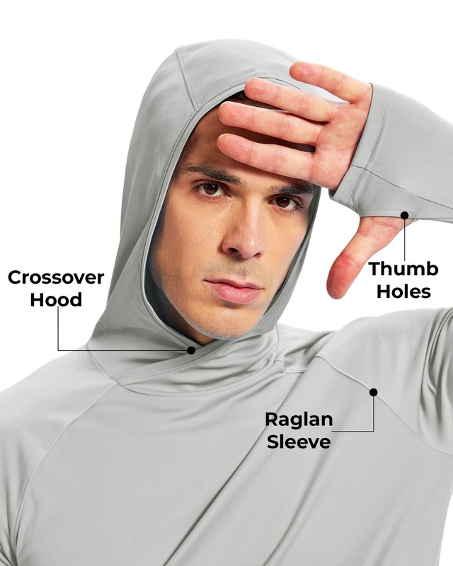 Sun Hoodie Mens Running Shirts UPF 50+ Long Sleeve UV Protection Shirt with H... gallery