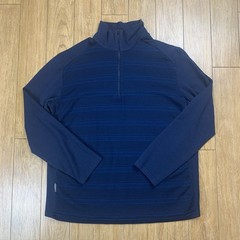 Icebreaker Bodyfit 260 1/4 Zip Pullover Men L Blue Stripe Merino Wool Thumbholes