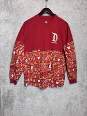 Disney Christmas Holiday Spirit Jersey Unisex Small Red Cotton Disneyland Resort
