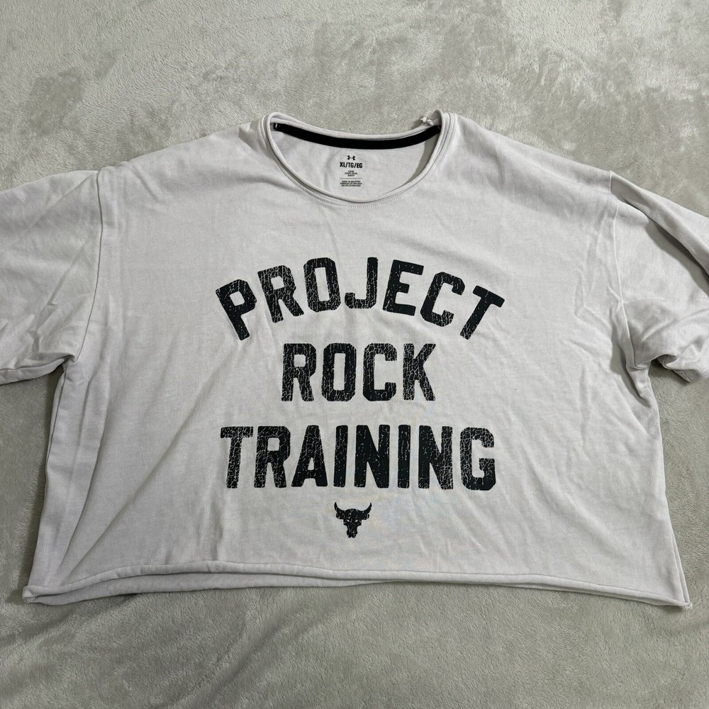 Under Armour Project Rock Heavyweight Stay Hungry Cutoff Gray T-Shirt Men's XL