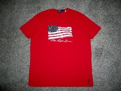 NWOT Men’s POLO RALPH LAUREN Classic-Fit T-Shirt L RED w/Blue Horse & US FLAG