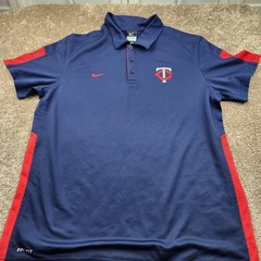 Minnesota Twins Baseball Nike Golf Dri-Fit Polo Shirt Mens Large Short Sleeve