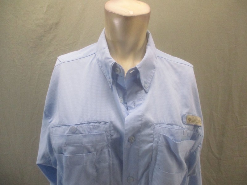 Columbia Size M Mens Blue PFG Long Sleeve Collared Button Up Outdoor Shirt 426 gallery
