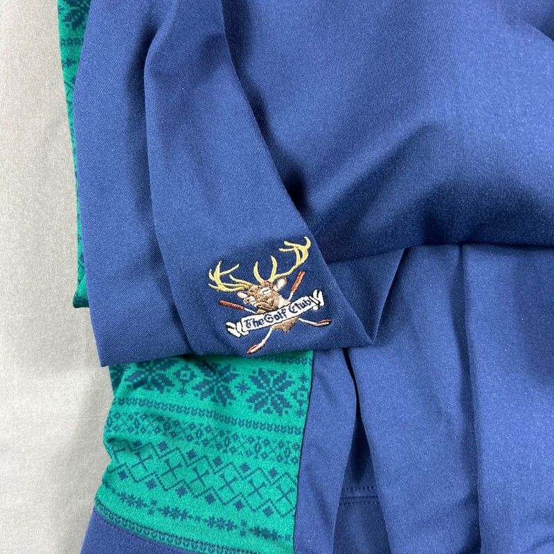 Holderness & Bourne Golf Pullover Sleeve Logo 1/4 Zip XL Blue Green MSRP $125 gallery