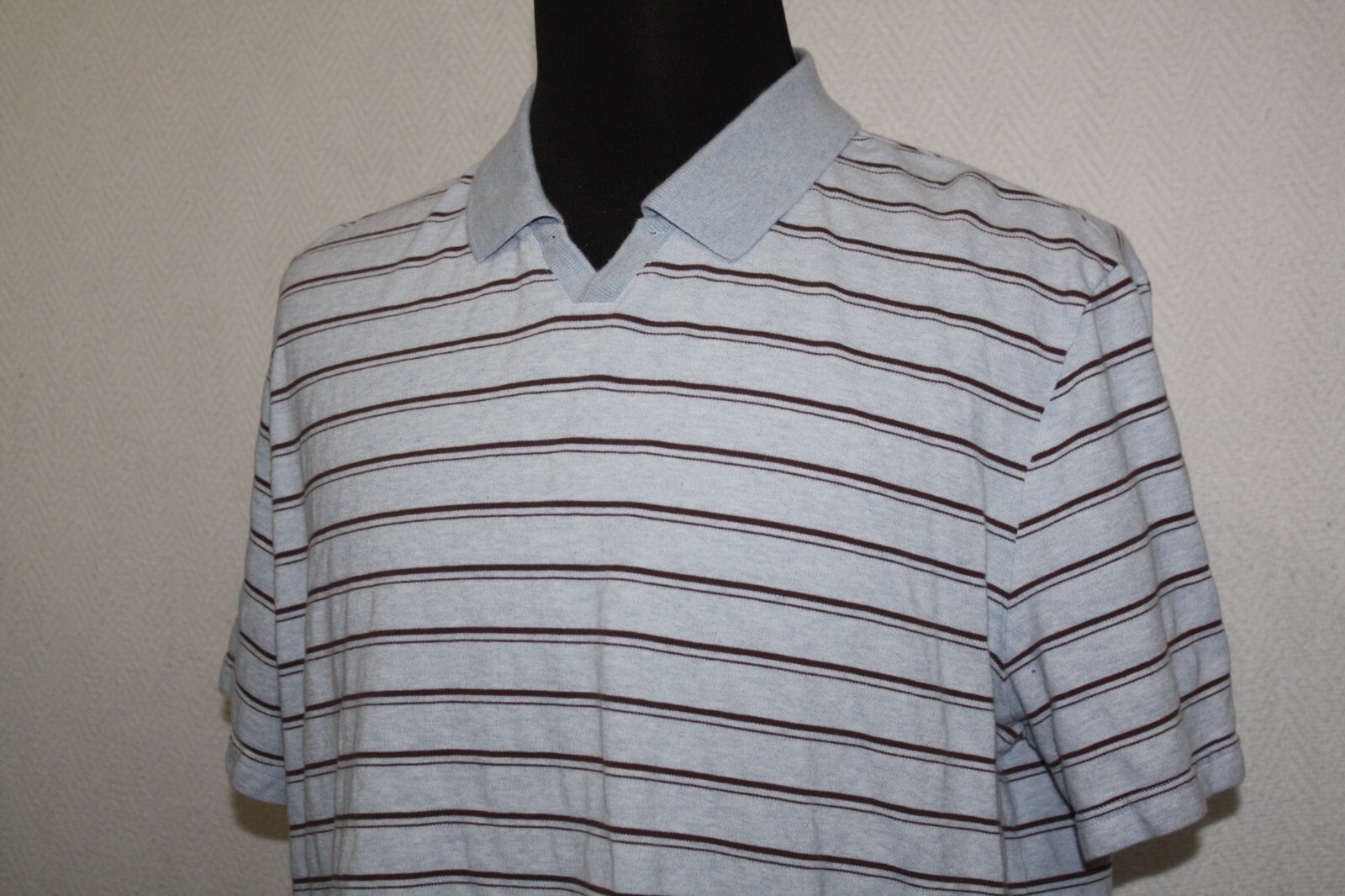 Jos A Bank Reserve Sz XL Blue Brown Stripe Cotton Short Sleeve Polo Shirt gallery