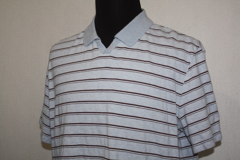 Jos A Bank Reserve Sz XL Blue Brown Stripe Cotton Short Sleeve Polo Shirt gallery