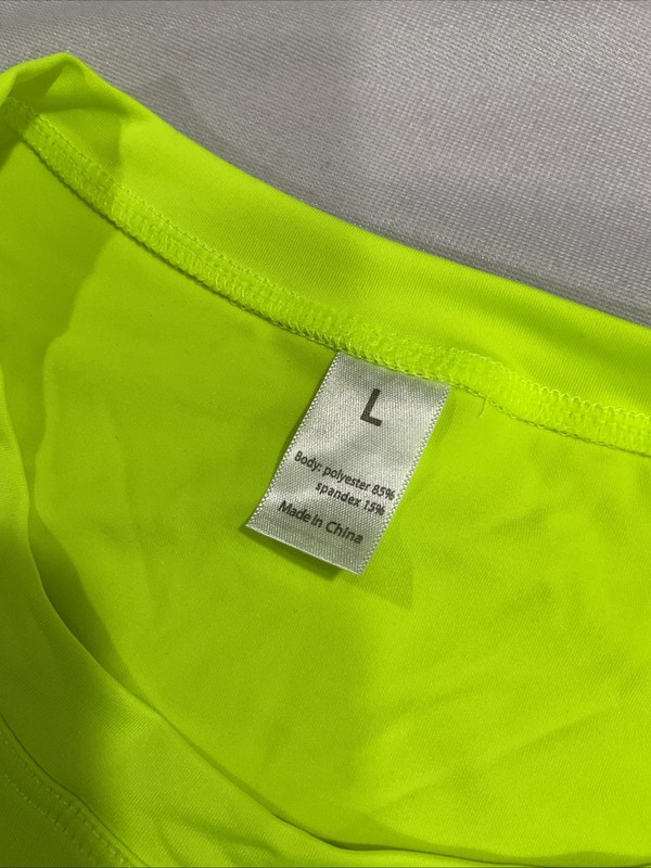 Men’s Athletic Workout Short Sleeve Fluorescent Green Tshirt Size L Runs Small gallery
