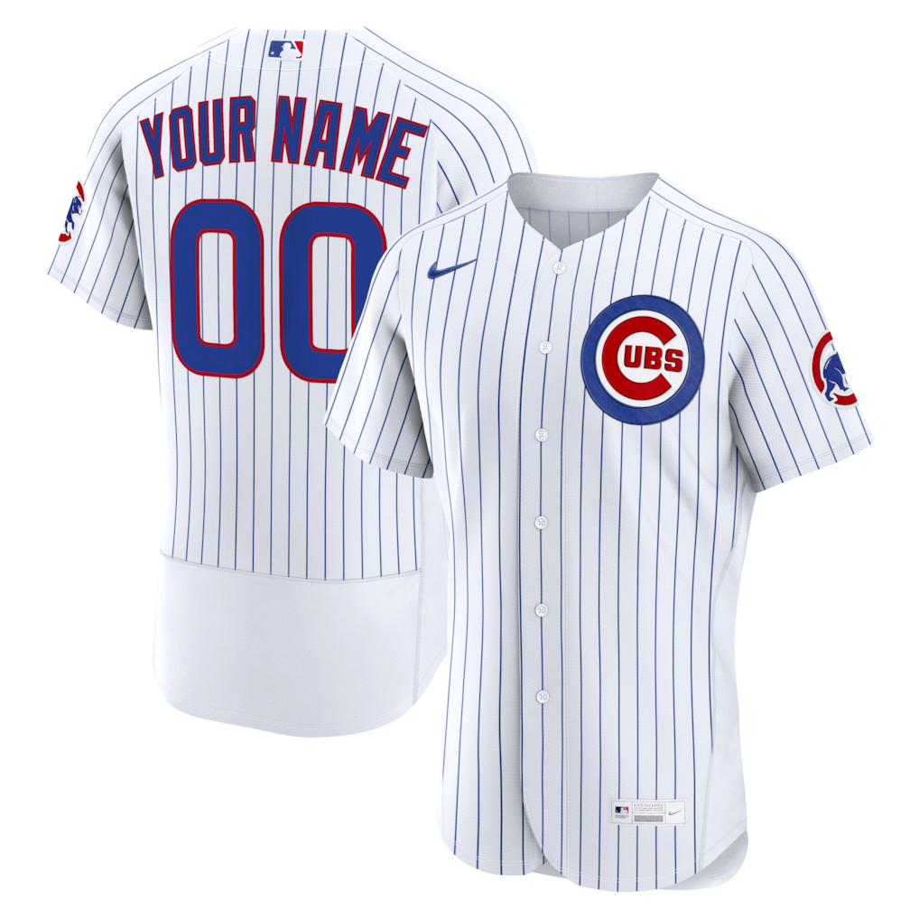Custom Nike MLB Chicago Cubs Home F.B. Edition A.C. Full Stitched White Jersey gallery