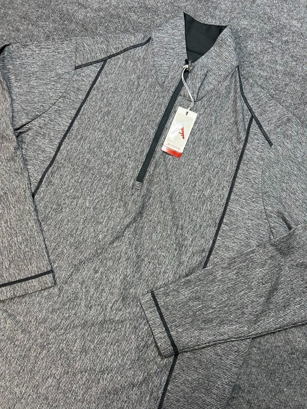 Antigua Tempo Golf Pullover 1/4 Zip Mens L Grey Pinstripe Shirt NWT 070/SMO HTR gallery