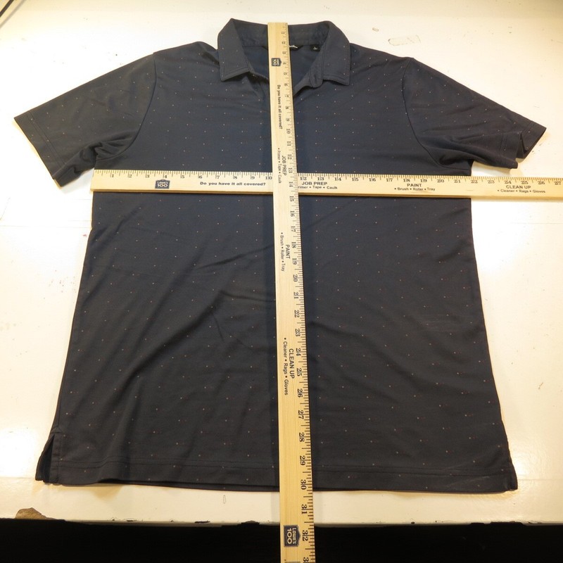 TRAVIS MATHEW 3 BUTTON GOLFING GOLF POLO SHIRT Mens L Polka Dot Blue gallery