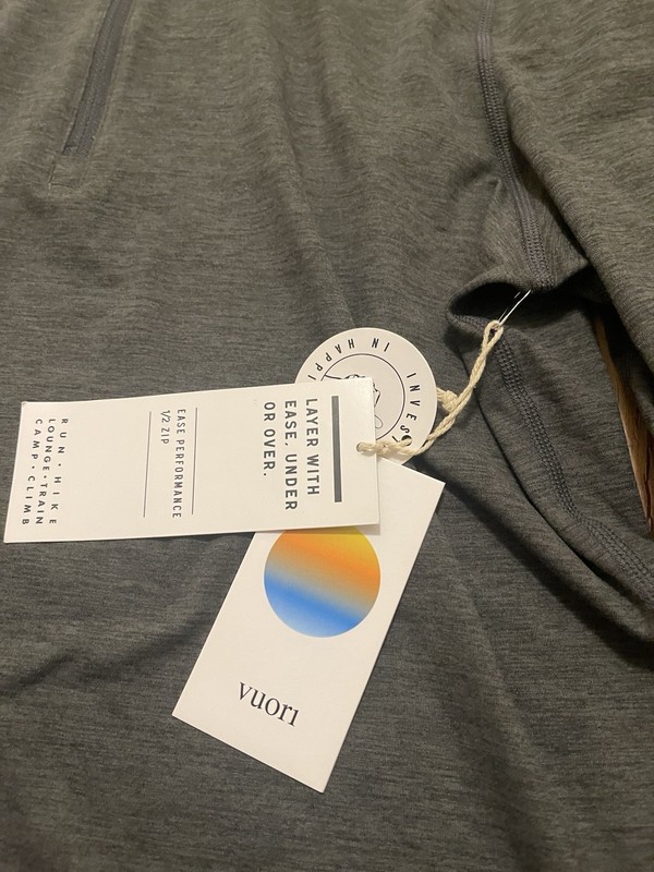 VUORI MEN’S EASE PERFORMANCE HALF ZIP 2.0 SIZE SMALL NEW NWT V221 CHARCOAL gallery